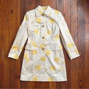 Vintage 2004 Banana Republic white yellow rose trench coat PS